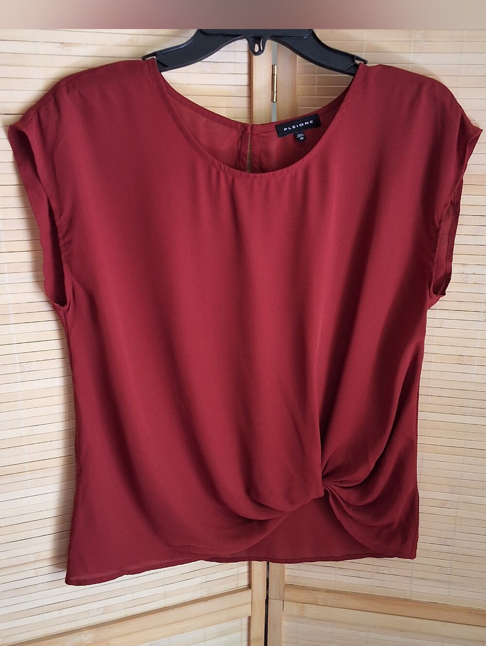Pleione Women's Twist-Knot Cap Sleeve Top - Burnt Orange